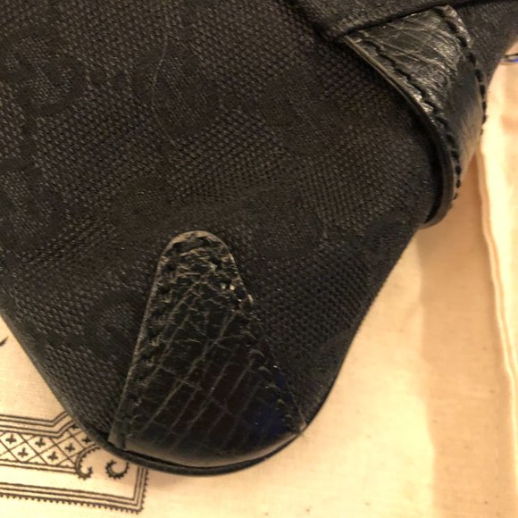 GUCCI Vintage Black Monogram Horse Bit Clutch - Picture 9 of 16